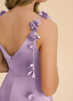 Azazie Gumdrop Junior Vestido de Lila Esmerilada de Satén Elástico de Imperio con Plisado image6