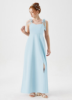 Azazie Rosey Junior Robe Trapèze en Crêpe Élastique Encolure en Forme de Cœur Bleu Ciel image4