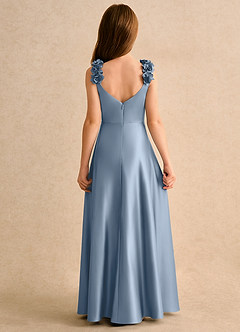 Azazie Rosita Junior Formal Sukienki dla dziewczynek sypiących kwiaty Linia A Pofałdowany Matowy satynowy Długość podłogi Sukienka image4