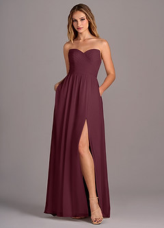 Azazie Joni Bridesmaid Dresses Cabernet A-Line Strapless Chiffon Convertible Dress image6