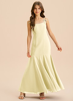 Azazie Evey Junior Abito Sirena in Chiffon Plissettato Sorbetto Al Limone image3