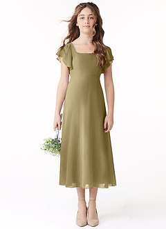 Azazie Bondi Junior Klä av A-Line i Chiffong Rynkad image2