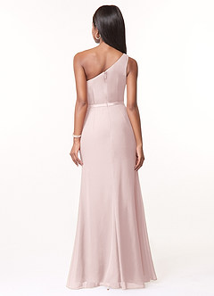Azazie Liza Bridesmaid Dresses Blushing Pink Mermaid One Shoulder Chiffon Dress image2