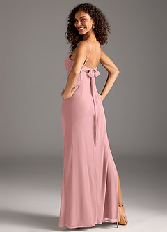 Azazie Mai Bridesmaid Dresses Dusty Rose Sheath Pleated Mesh Dress image2