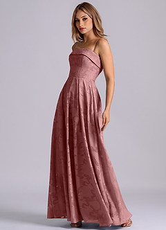 Azazie Lucienne Brautjungfernkleider A-Linie Schulterfrei Blumen-Burnout Kleid Altrosa image7