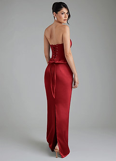Azazie River Rochii de domnișoară de onoare Teacă Corset Satin elastic Lungime până la podea Rochie image2
