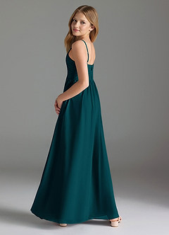 Azazie Alia Junior Pine A-Line Pleated Chiffon Dress image5