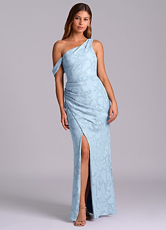 Azazie Madelyn Final Sale Sky Blue Mermaid One Shoulder Floral Burnout Convertible Dress image3