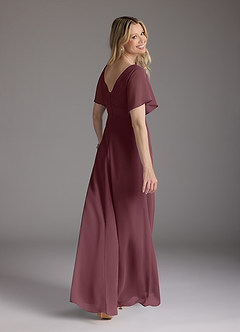 Azazie Alessa Moeder van de bruid jurken A-Lijn Jurk van Chiffon V-hals geplooid Sangria image5