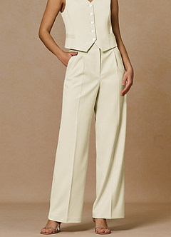 front Rowan Ivory Refined Weave Performance pants