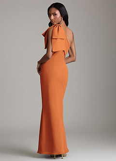 Azazie Yuanna Bridesmaid Dresses Cinnamon Mermaid One Shoulder Chiffon Dress image2