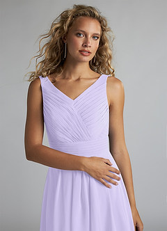Azazie Grace Robes de demoiselle d'honneur Robe Trapèze en Mousseline de soie Plissée Lilas image5