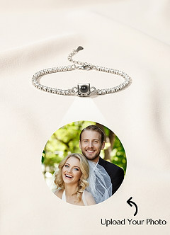 front Personalized Photo Projection Tennis Bracelet