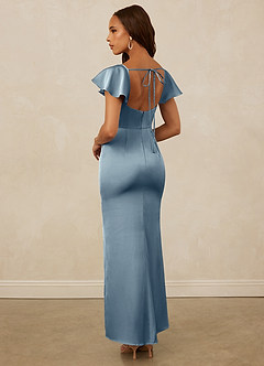 Christian Siriano Bridal for Azazie 1005 Bridesmaid Dresses Dusty Blue Sheath Sweetheart Neckline Stretch Satin Dress image2