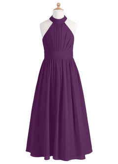 Azazie Iman Junior Grape A-Line Pleated Chiffon Dress image6