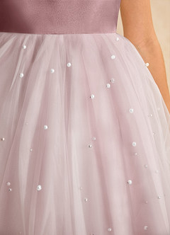 Azazie Esme Robe Demoiselle D'honneur Fillette Robe Princesse en Tulle Arc Rose Poussiéreuse image9