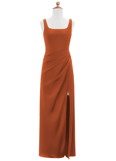 Azazie Mero Junior Agave Mermaid Pleated Stretch Satin Dress image6