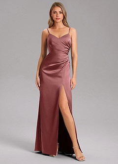 Azazie Azuree Brautjungfernkleider A-Linie Plissee Stretch-Satin Kleid Amethyst image6