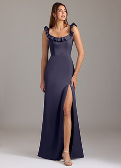 Azazie Callie Bridesmaid Dresses Stormy A-Line Ruched Stretch Satin Convertible Dress image1