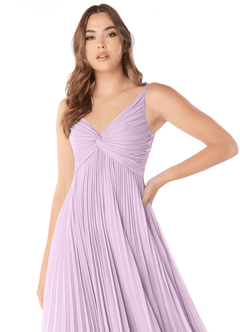 Azazie Raychelle Brautjungfernkleider A-Linie V-Hals Chiffon Kleid Frostiges Flieder image5