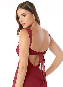Azazie Audre Bridesmaid Dresses Pomegranate Mermaid Pleated Chiffon Dress image6