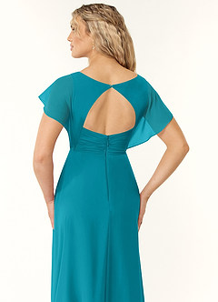 Azazie Rylee Bridesmaid Dresses Jade A-Line Pleated Chiffon Dress image2
