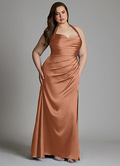Azazie Destiny At-home Try On Dresses Sangria Mermaid Sweetheart Neckline Stretch Satin Dress image11