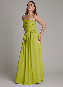 Azazie Andreina Bridesmaid Dresses Lemongrass A-Line Pleated Chiffon Dress image4