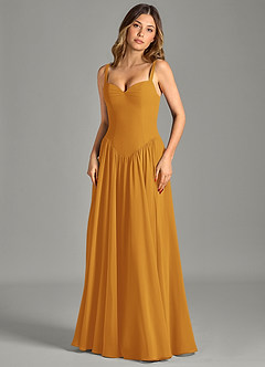 Azazie Evadina Suknie dla druhen Linia A Gorset Szyfon Do ziemi Sukienka image4