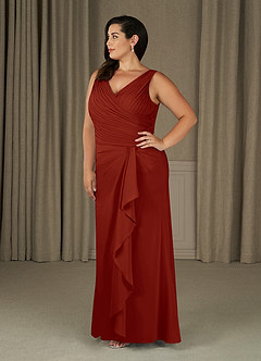 Azazie Evy Abiti per la Madre della Sposa Abito A-Line in Chiffon Elasticizzato Plissettato Ruggine image6