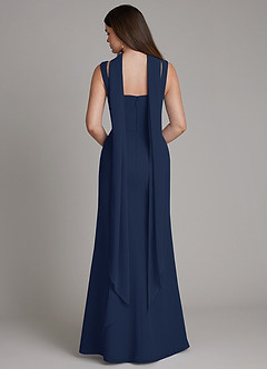 Azazie Katya Bridesmaid Dresses Dark Navy Mermaid Square Neckline Chiffon Convertible Dress image5