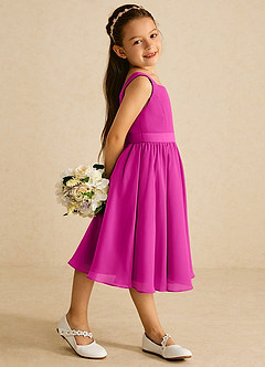 Azazie Ari Flower Girl Dresses Fuchsia A-Line Sleeveless Chiffon Dress image3