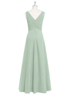 Azazie Flora Kleider zum Anprobieren zu Hause A-Linie Plissee Chiffon Kleid Agave image8
