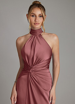 Azazie Gracelynn Robes de demoiselle d'honneur Robe Fourreau en Satin extensible Plissée Améthyste image3