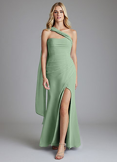 Azazie Solstice Final Sale Matcha Mermaid Strapless Chiffon Convertible Dress image13