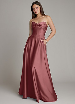 Azazie Meleena Brudtärnklänningar Klä av A-Linje i Stretch Satin Axelbandslös Ametist image1