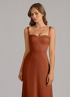 Azazie Amaris Final Sale Cedar Rose A-Line Corset Stretch Satin Dress image5