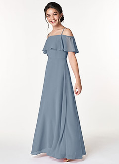 Azazie Maggie Junior A-Linie Schulterfrei Chiffon Kleid Zwielichtviolett image5