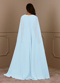 Azazie Isa Mother of the Bride Dresses Sky Blue A-Line V-Neck Pleated Chiffon Dress image4