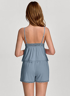 front Pyjama-Set aus weichem Viskose-Unterhemd und Shorts mit V-Ausschnitt und mehrlagigen Spitzeneinsätzen