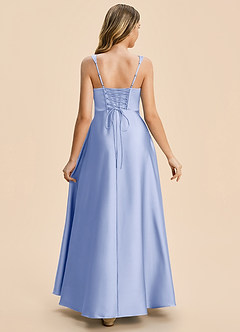 Azazie Azaria Junior Ice A-Line Pleated Stretch Satin Dress image2