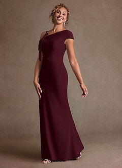 Azazie Rachael Final Sale Dusty Blue Sheath Off the Shoulder Stretch Crepe Dress image4
