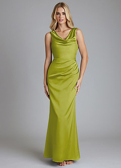 Azazie Tallie Suknie dla druhen Syrena Pofałdowany Satyna elastyczna Do ziemi Sukienka image9