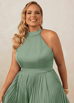 Christian Siriano Bridal for Azazie 1007 Bridesmaid Dresses Matcha A-Line Pleated Stretch Satin Dress image14