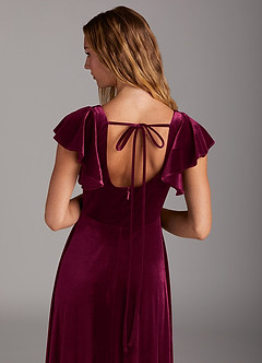 Azazie Bondi Brautjungfernkleider A-Linie Seitliche Cut-Outs Samt Kleid Cabernetrot image2