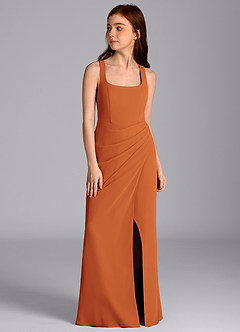 Azazie Mero Junior Cinnamon Mermaid Pleated Chiffon Dress image5