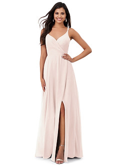 Azazie Lennon Bridesmaid Dresses Rose Petal A-Line Lace Chiffon Dress image1