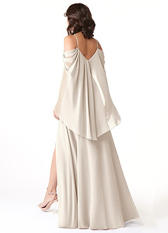 Azazie Cienna Bridesmaid Dresses White Alabaster A-Line Long Sleeve Chiffon Dress image5
