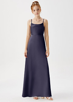 Azazie Shale Junior Stormy A-Line Stretch Satin Dress image6