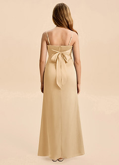 Azazie Christen Junior Gold A-Line Pleated Stretch Satin Dress image5